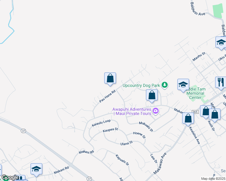 map of restaurants, bars, coffee shops, grocery stores, and more near 181 Pau Hana Road in Makawao