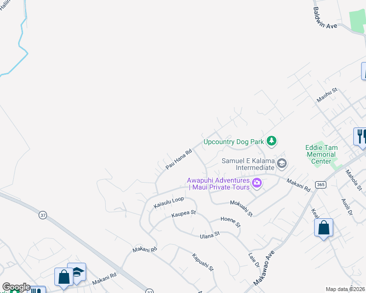 map of restaurants, bars, coffee shops, grocery stores, and more near 151 Pau Hana Road in Makawao
