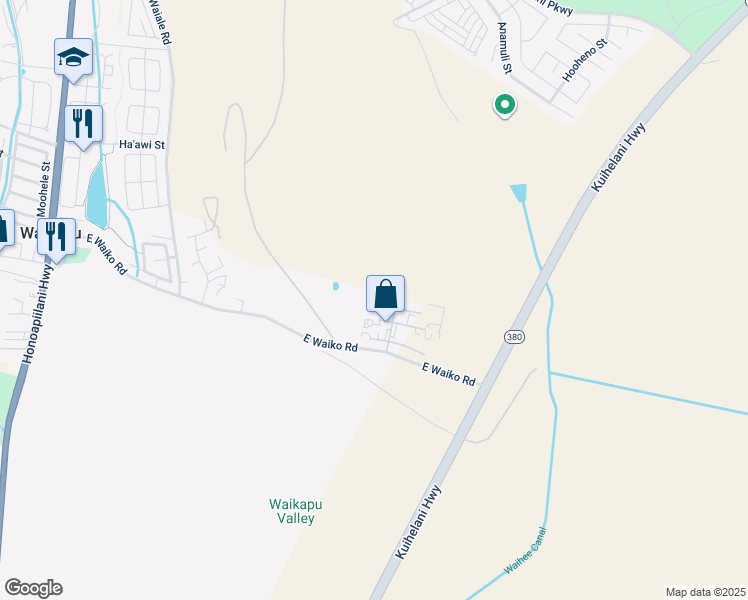 map of restaurants, bars, coffee shops, grocery stores, and more near 121 West Ahuli'u Way in Wailuku