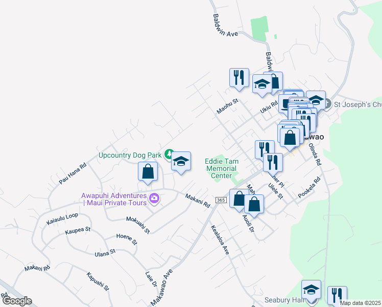 map of restaurants, bars, coffee shops, grocery stores, and more near in Makawao