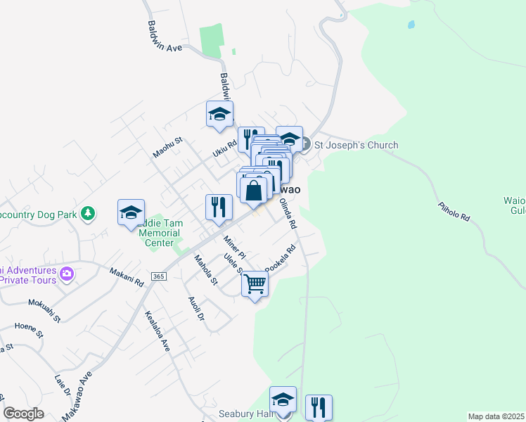 map of restaurants, bars, coffee shops, grocery stores, and more near 10 Ai Street in Makawao