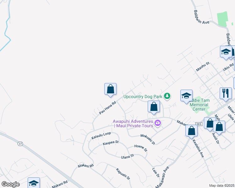 map of restaurants, bars, coffee shops, grocery stores, and more near 221 Pau Hana Road in Makawao