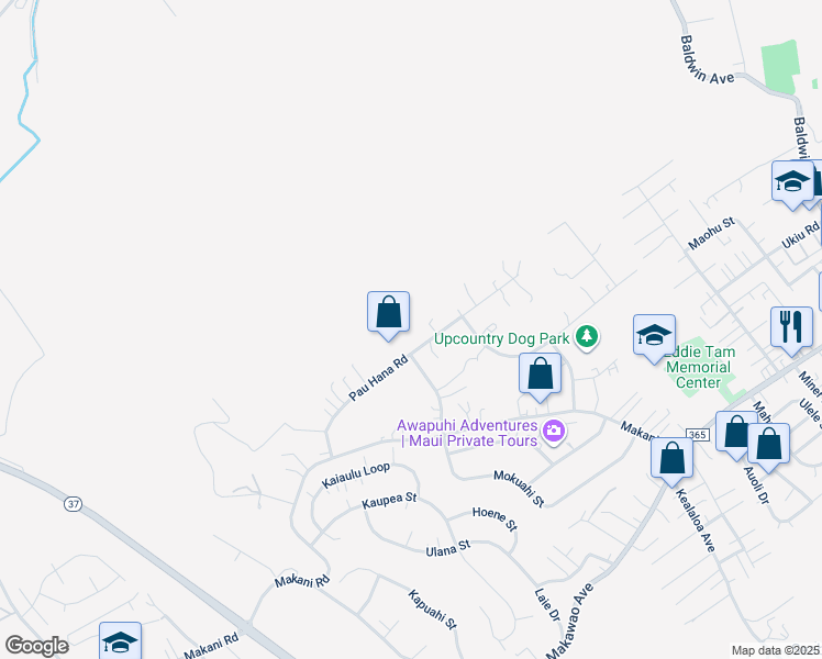 map of restaurants, bars, coffee shops, grocery stores, and more near 221 Pau Hana Road in Makawao