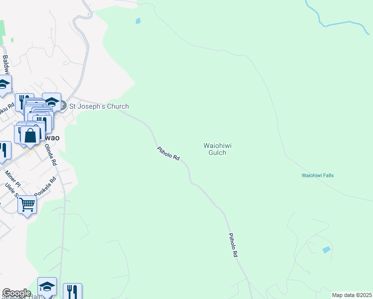 map of restaurants, bars, coffee shops, grocery stores, and more near 0 Piiholo Road in Maui County