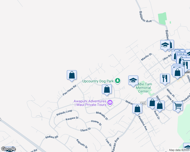 map of restaurants, bars, coffee shops, grocery stores, and more near 320 Pau Hana Road in Makawao