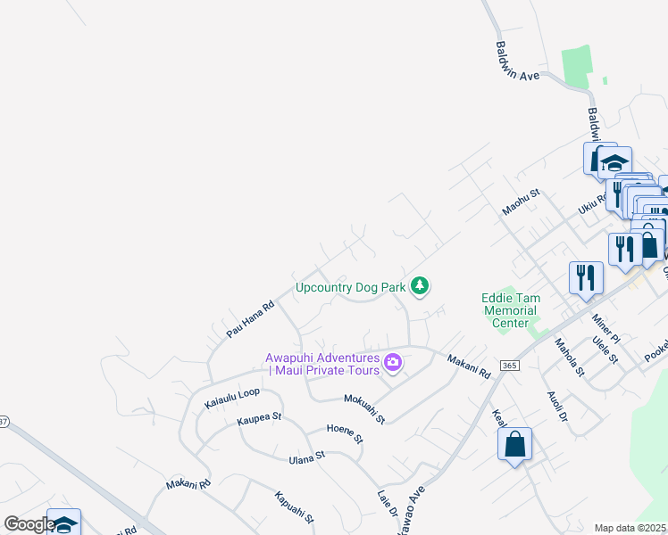 map of restaurants, bars, coffee shops, grocery stores, and more near 320 Pau Hana Road in Makawao