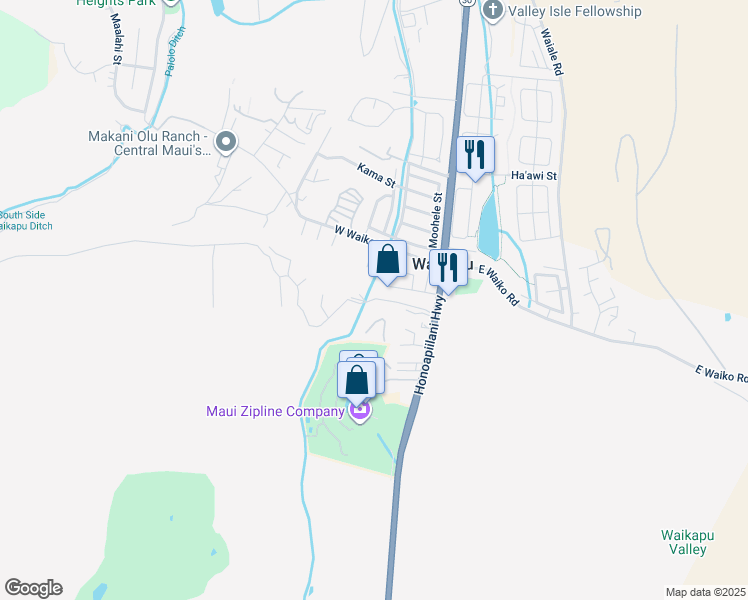 map of restaurants, bars, coffee shops, grocery stores, and more near 1478 Hawaii 30 in Wailuku