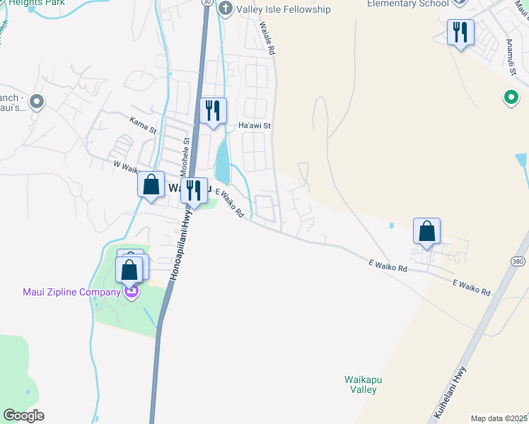 map of restaurants, bars, coffee shops, grocery stores, and more near 69 Ohana Hana Loop in Wailuku