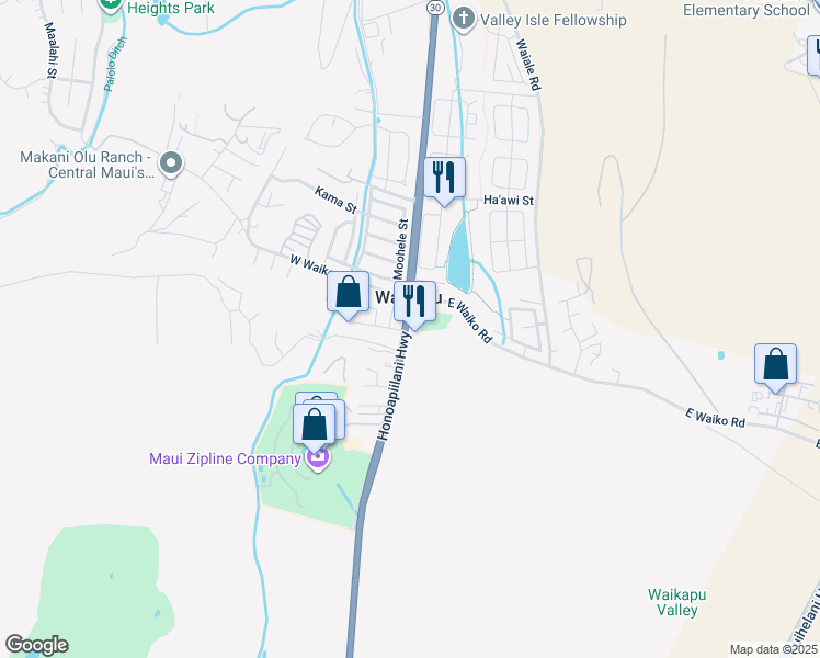 map of restaurants, bars, coffee shops, grocery stores, and more near 1466 Hawaii 30 in Wailuku