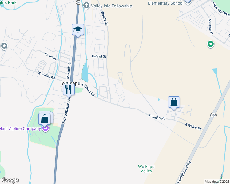 map of restaurants, bars, coffee shops, grocery stores, and more near 325 Pakana Street in Wailuku