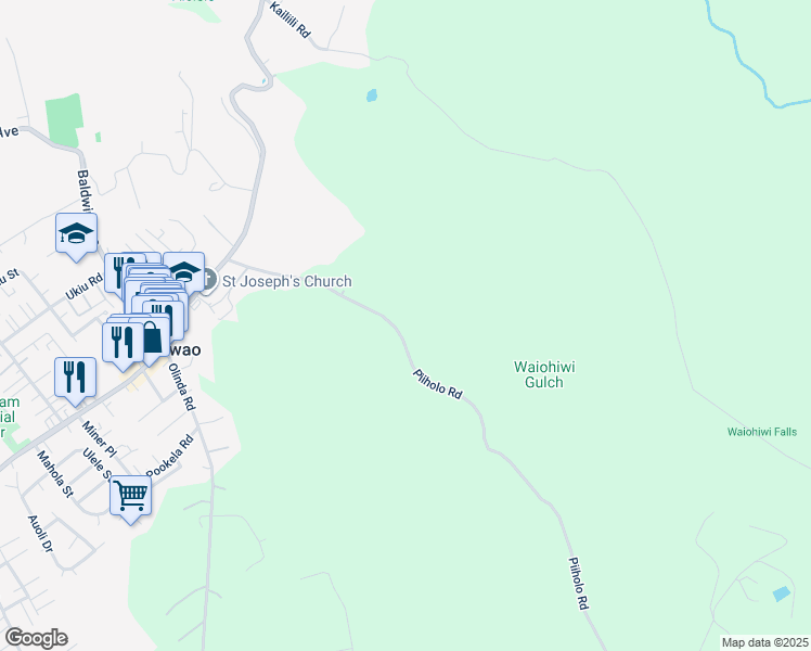map of restaurants, bars, coffee shops, grocery stores, and more near 341 Piiholo Road in Makawao