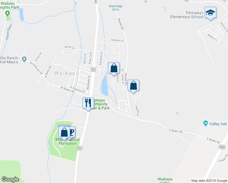 map of restaurants, bars, coffee shops, grocery stores, and more near 43 Nokekula Loop in Wailuku
