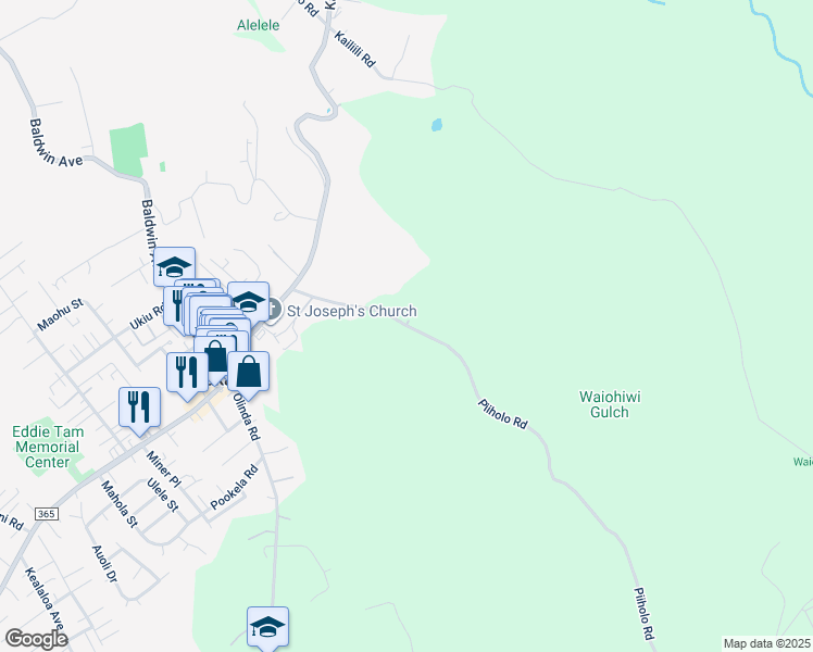 map of restaurants, bars, coffee shops, grocery stores, and more near 0 Piiholo Road in Maui County