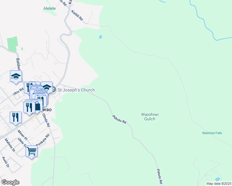 map of restaurants, bars, coffee shops, grocery stores, and more near 393 Piiholo Road in Makawao
