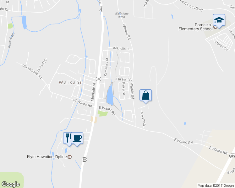 map of restaurants, bars, coffee shops, grocery stores, and more near 73 Nokekula Loop in Wailuku