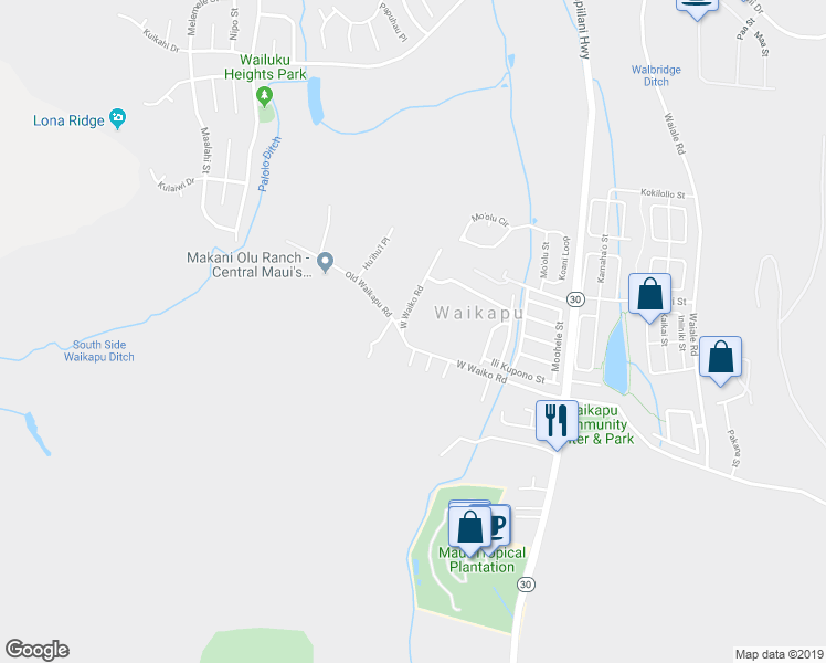 map of restaurants, bars, coffee shops, grocery stores, and more near 240 West Waiko Road in Wailuku