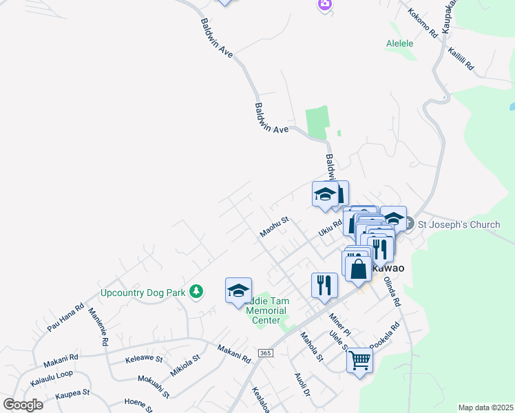 map of restaurants, bars, coffee shops, grocery stores, and more near 235 North Makaleha Place in Makawao