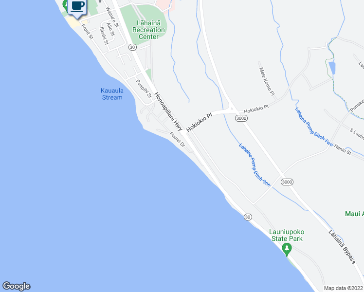 map of restaurants, bars, coffee shops, grocery stores, and more near 160 Pualei Drive in Lahaina