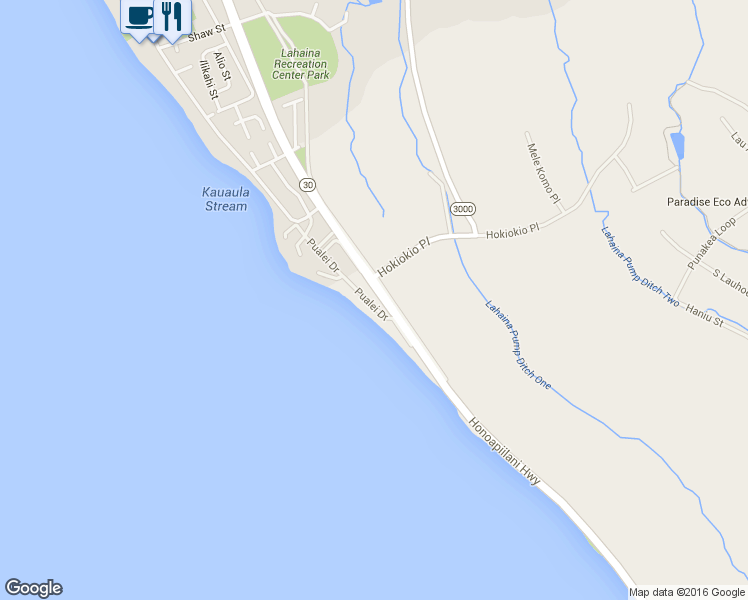 map of restaurants, bars, coffee shops, grocery stores, and more near 167 Pualei Drive in Lahaina