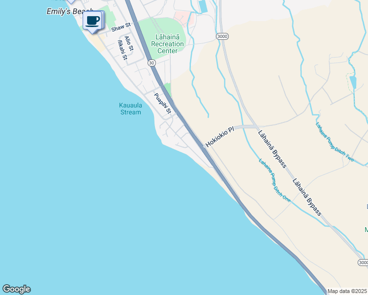 map of restaurants, bars, coffee shops, grocery stores, and more near 24 Puamelia Place in Lahaina