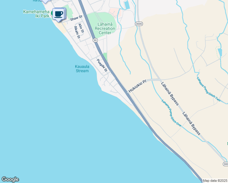 map of restaurants, bars, coffee shops, grocery stores, and more near 24 Puamelia Place in Lahaina