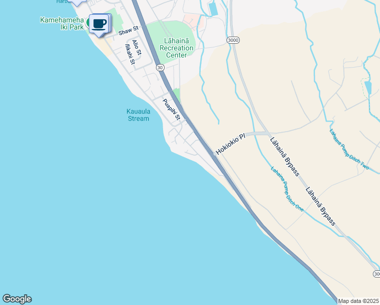 map of restaurants, bars, coffee shops, grocery stores, and more near 24 Puamelia Place in Lahaina