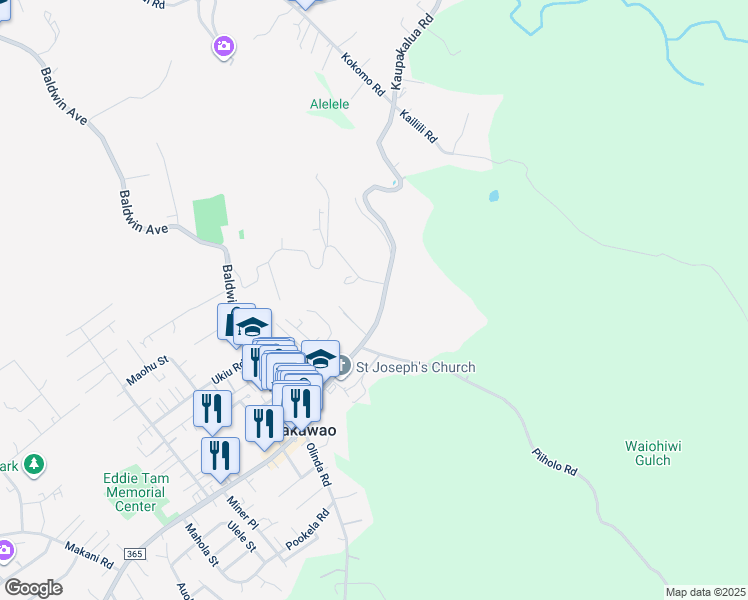 map of restaurants, bars, coffee shops, grocery stores, and more near 1405 Makawao Avenue in Makawao