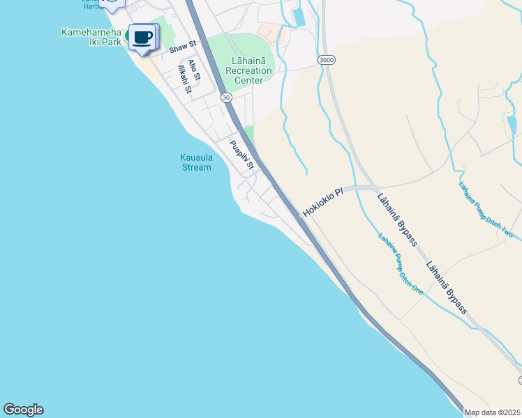 map of restaurants, bars, coffee shops, grocery stores, and more near 48 Puamelia Place in Lahaina