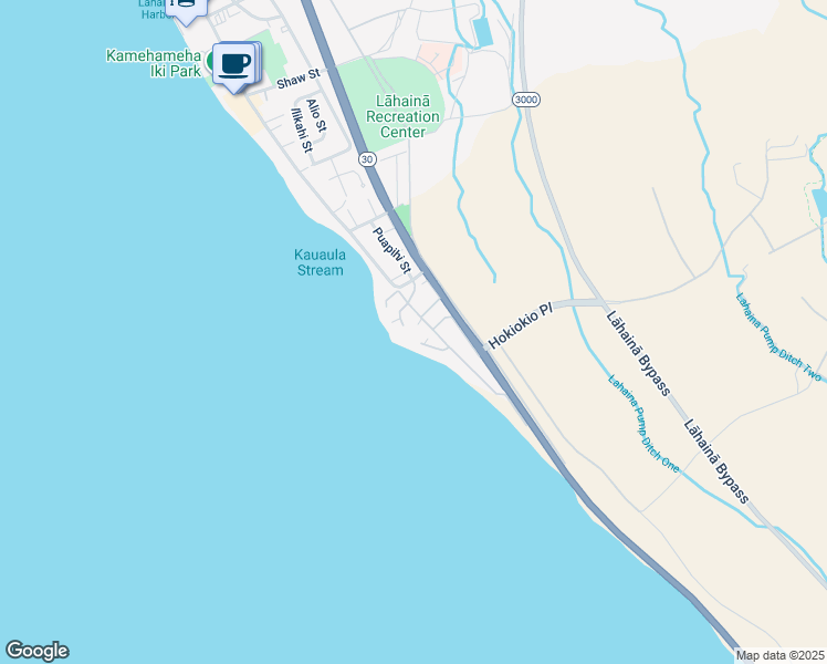 map of restaurants, bars, coffee shops, grocery stores, and more near 64 Pualei Drive in Lahaina