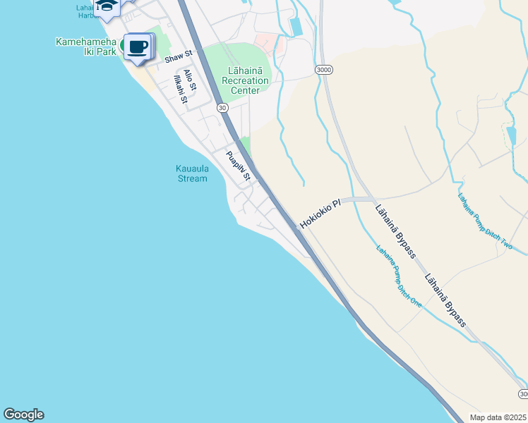 map of restaurants, bars, coffee shops, grocery stores, and more near 5 Puakukui Place in Lahaina