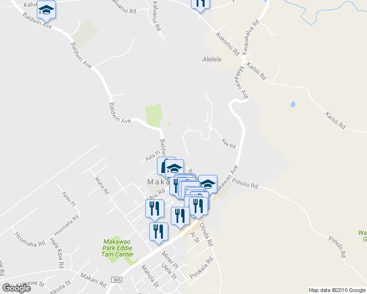 map of restaurants, bars, coffee shops, grocery stores, and more near 30 Puaina Place in Makawao