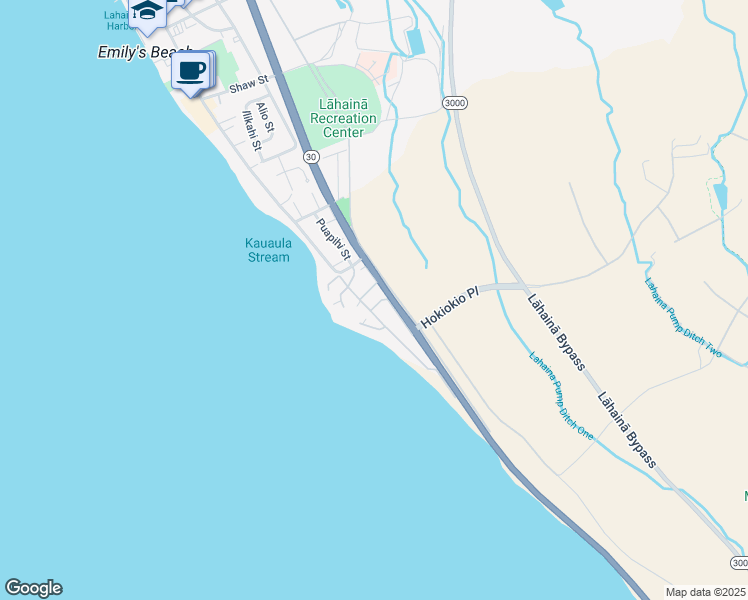map of restaurants, bars, coffee shops, grocery stores, and more near 15 Puakukui Place in Lahaina