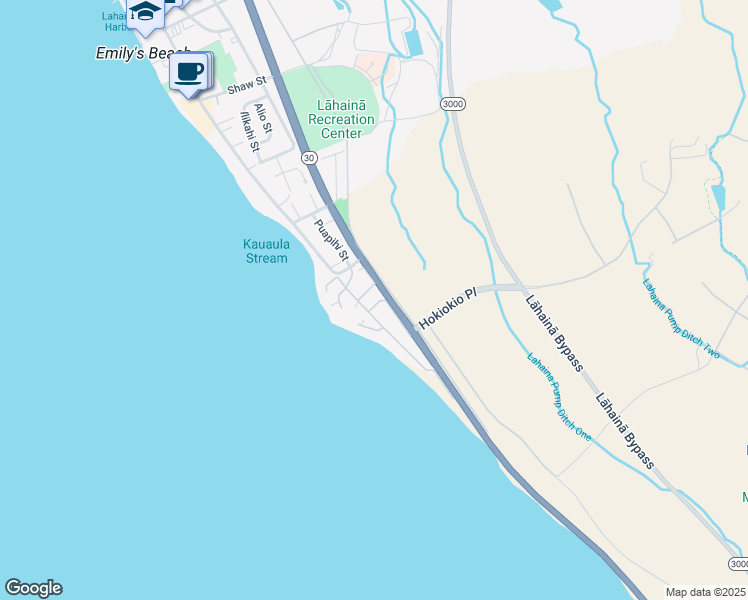 map of restaurants, bars, coffee shops, grocery stores, and more near 15 Puakukui Place in Lahaina