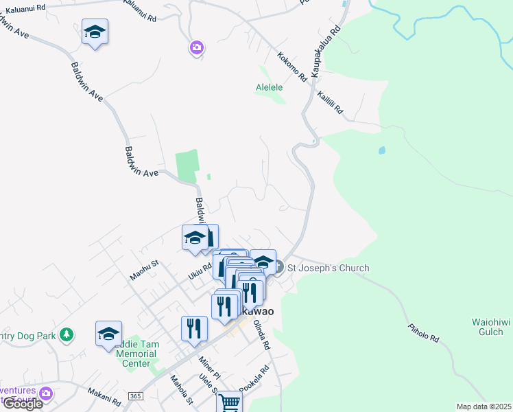 map of restaurants, bars, coffee shops, grocery stores, and more near 170 Kee Road in Makawao