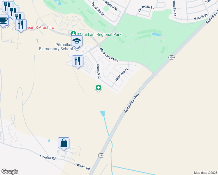 map of restaurants, bars, coffee shops, grocery stores, and more near 216 Anamuli Street in Kahului