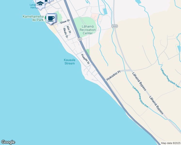 map of restaurants, bars, coffee shops, grocery stores, and more near 139 Pualei Drive in Lahaina