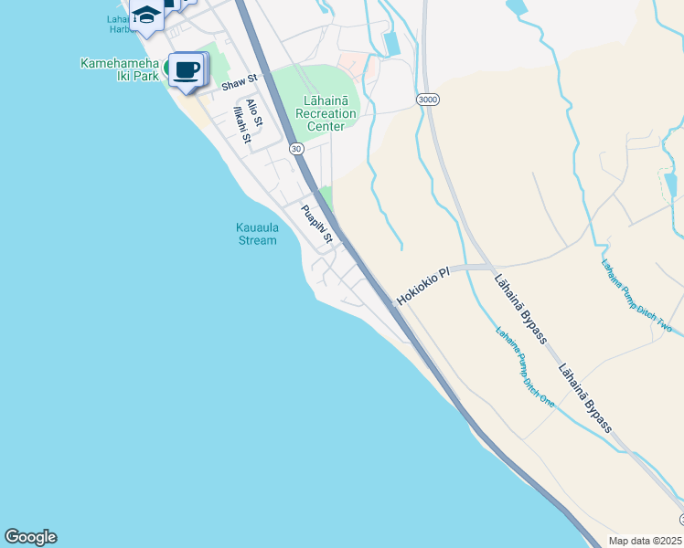 map of restaurants, bars, coffee shops, grocery stores, and more near 7 Puapake Place in Lahaina