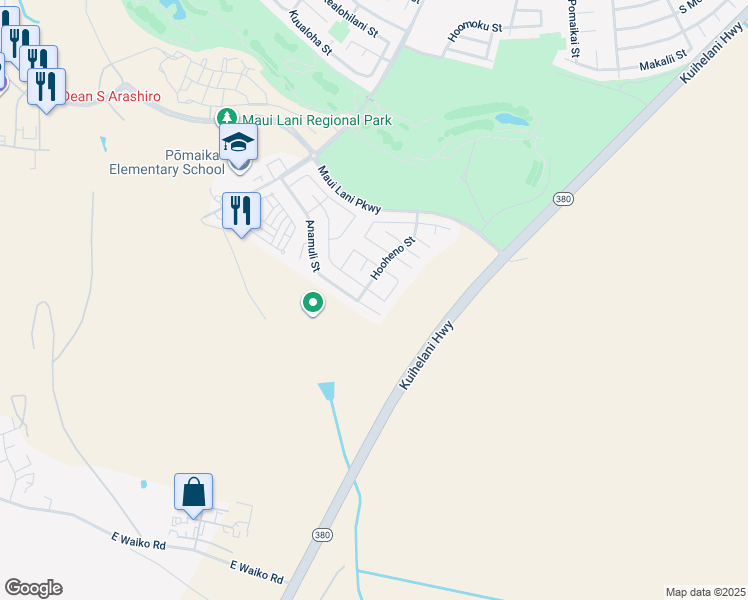 map of restaurants, bars, coffee shops, grocery stores, and more near 141 Molehulehu Loop in Kahului