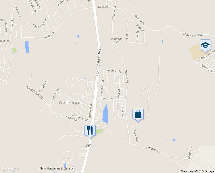map of restaurants, bars, coffee shops, grocery stores, and more near 1017 Ulu Kanu Street in Wailuku
