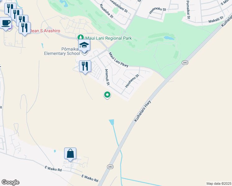 map of restaurants, bars, coffee shops, grocery stores, and more near 202 Anamuli Street in Kahului