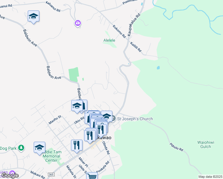 map of restaurants, bars, coffee shops, grocery stores, and more near 240 Kee Road in Makawao