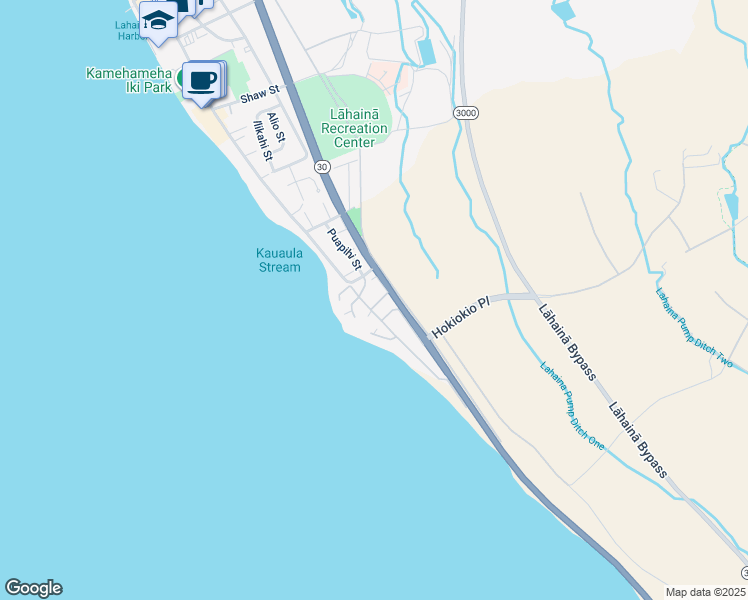 map of restaurants, bars, coffee shops, grocery stores, and more near 21 Puapake Place in Lahaina