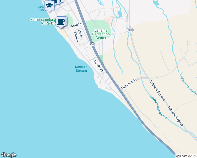 map of restaurants, bars, coffee shops, grocery stores, and more near 57 Pualoke Place in Lahaina