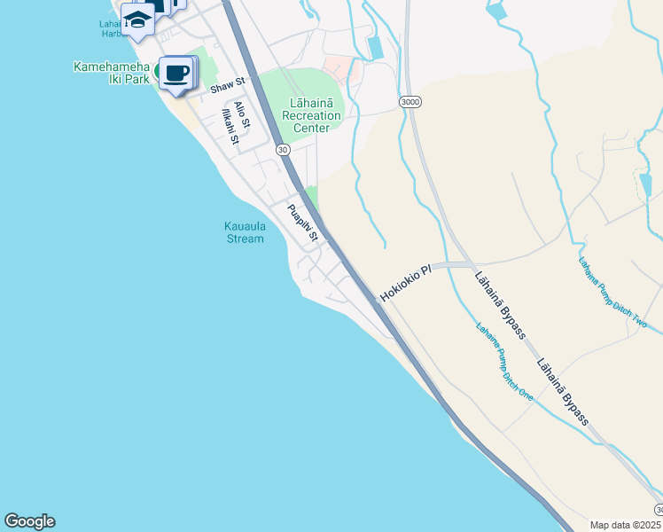 map of restaurants, bars, coffee shops, grocery stores, and more near 21 Puapake Place in Lahaina