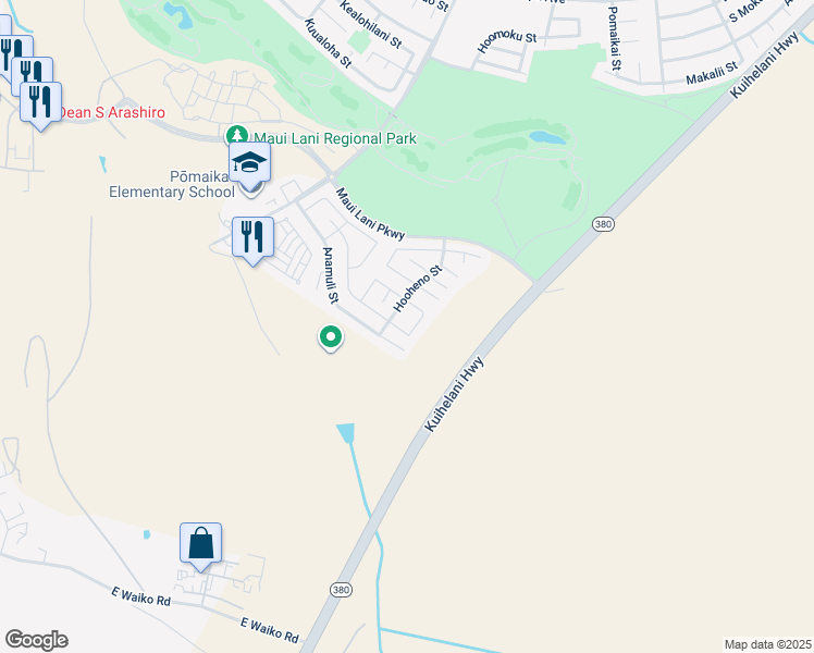 map of restaurants, bars, coffee shops, grocery stores, and more near 138 Molehulehu Loop in Kahului