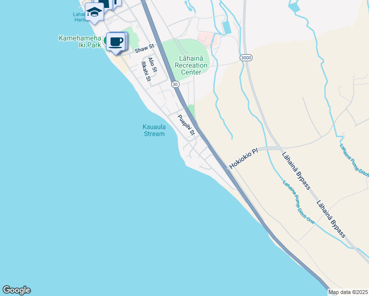 map of restaurants, bars, coffee shops, grocery stores, and more near 8 Pualoke Place in Lahaina