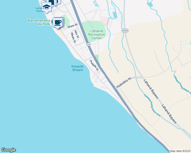 map of restaurants, bars, coffee shops, grocery stores, and more near 17 Pualoke Place in Lahaina