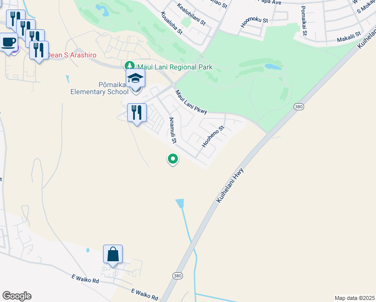 map of restaurants, bars, coffee shops, grocery stores, and more near 199 Anamuli Street in Kahului
