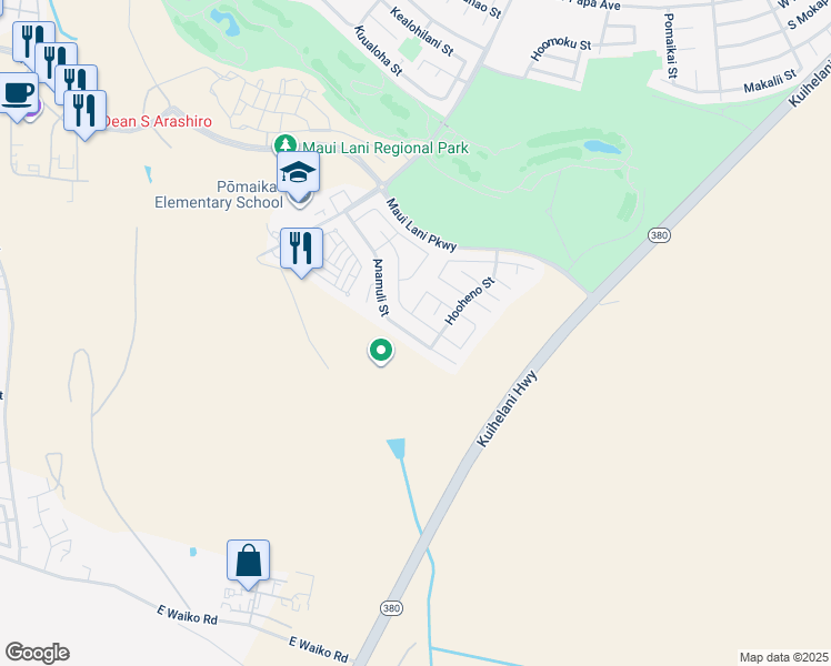 map of restaurants, bars, coffee shops, grocery stores, and more near 199 Anamuli Street in Kahului