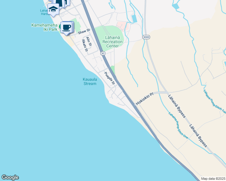 map of restaurants, bars, coffee shops, grocery stores, and more near 8 Pualoke Place in Lahaina